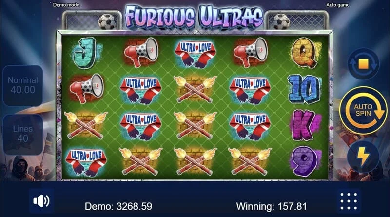 Furious Ultras - màn hình chính của trò chơi với khán đài